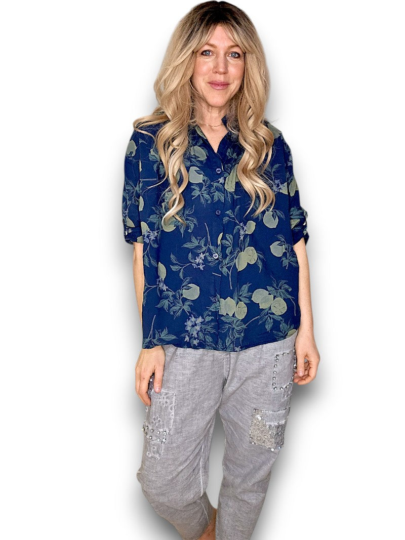 Navy Dolly Lemon Top