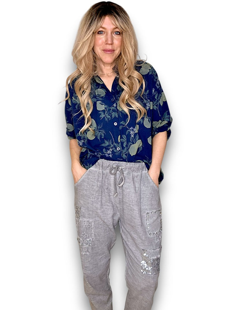 Navy Dolly Lemon Top