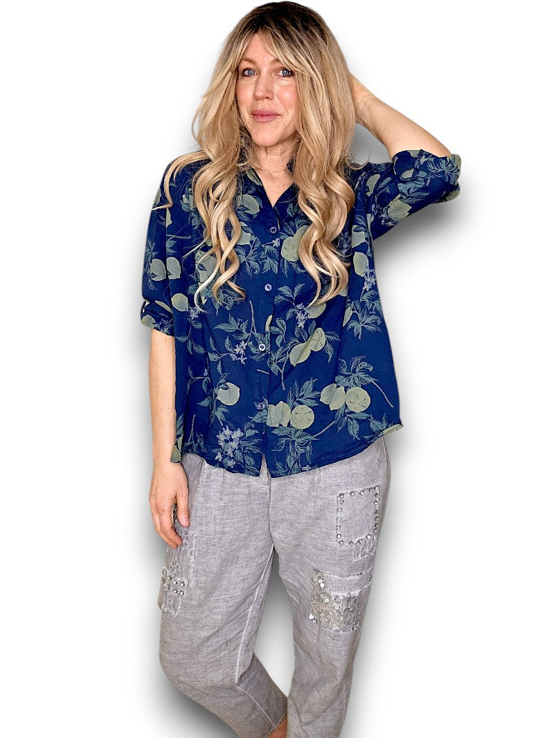 Navy Dolly Lemon Top