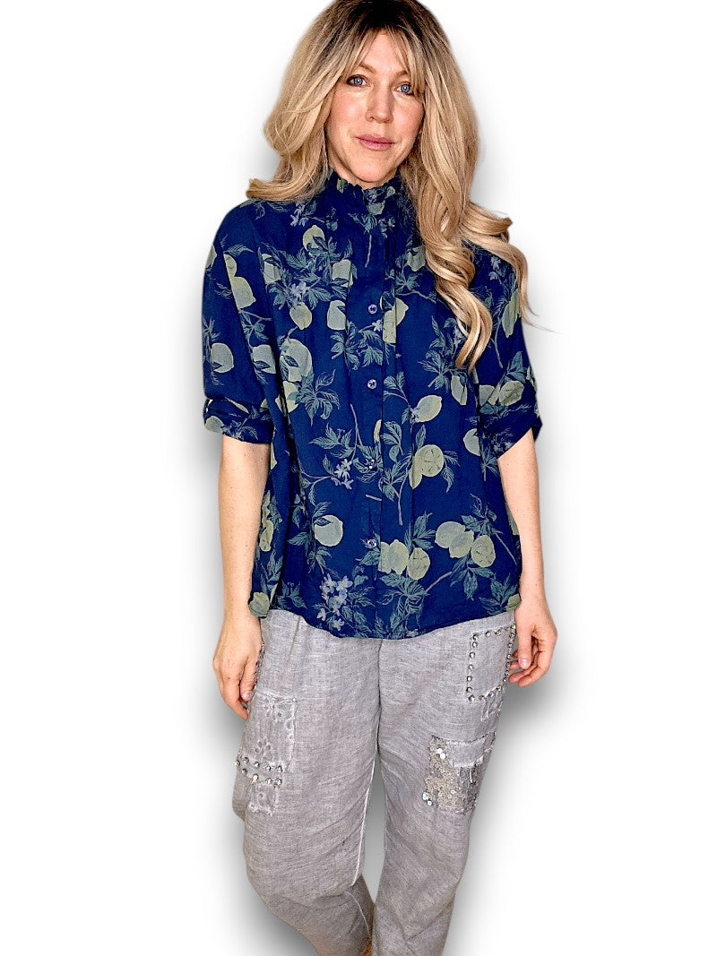 Navy Dolly Lemon Top