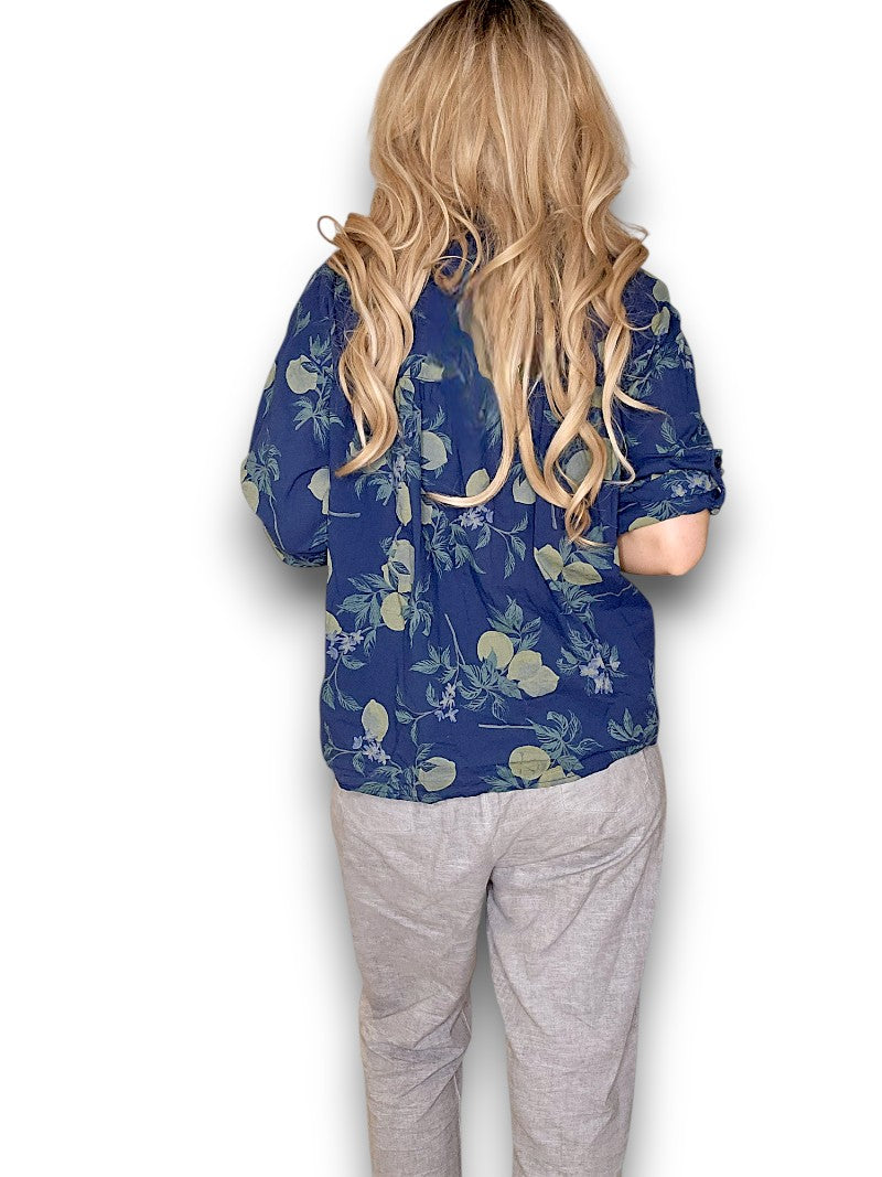Navy Dolly Lemon Top