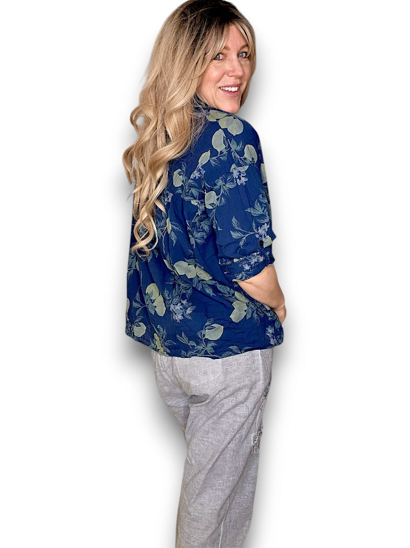 Navy Dolly Lemon Top
