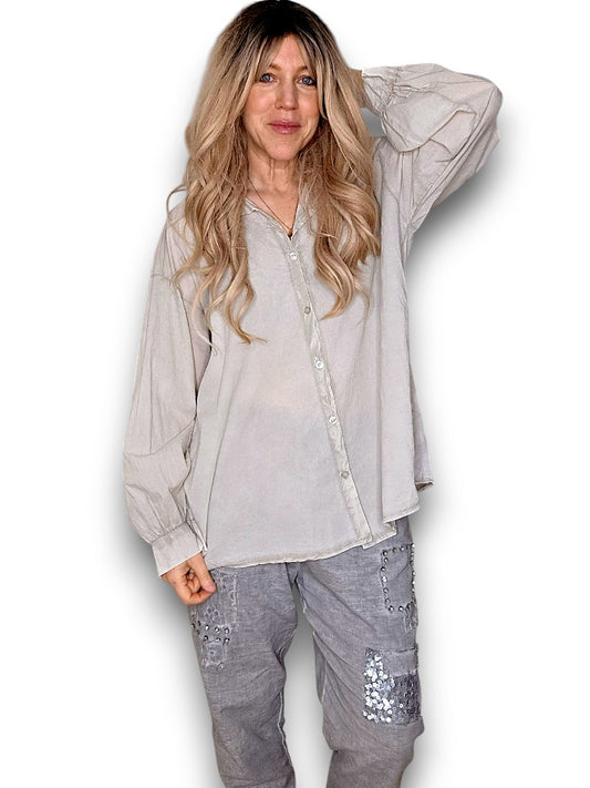Pale Beige Bow Shirt