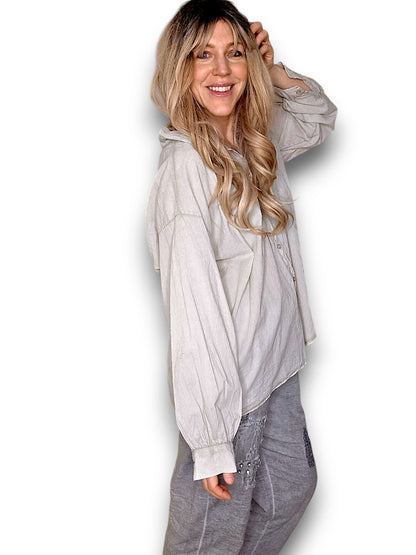 Pale Beige Bow Shirt