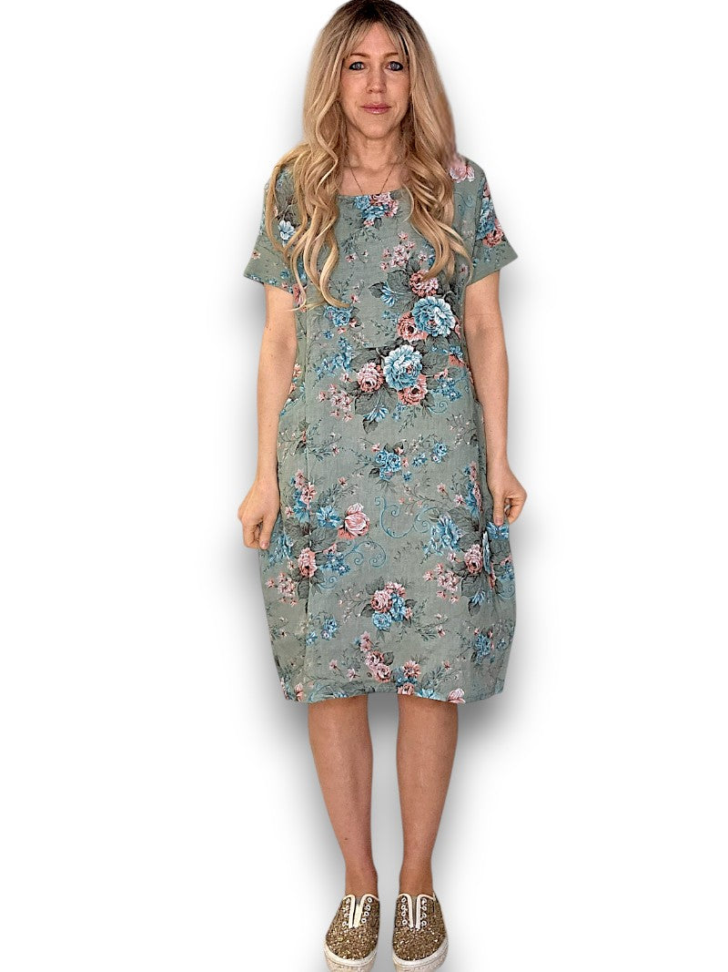 Sage Twirl Rose Jungle Dress