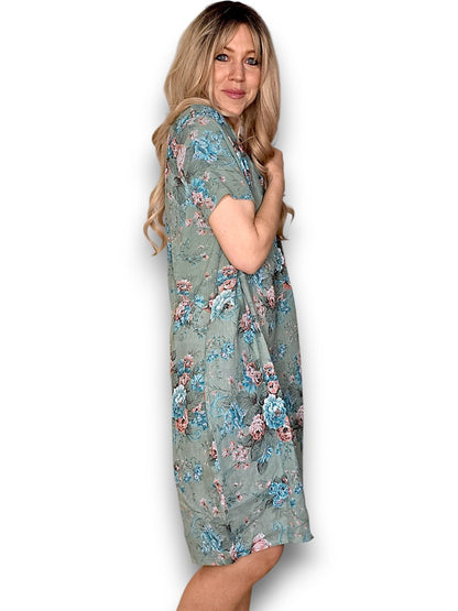 Sage Twirl Rose Jungle Dress