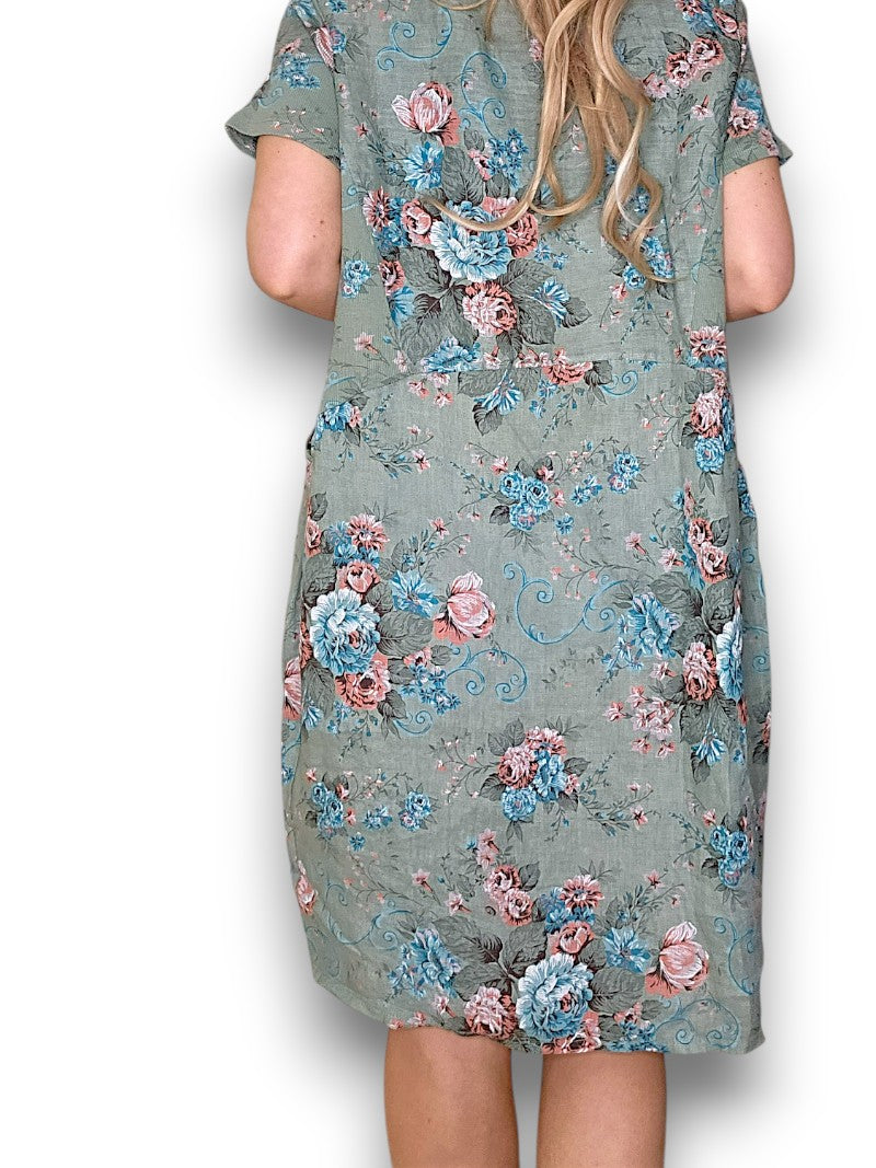 Sage Twirl Rose Jungle Dress