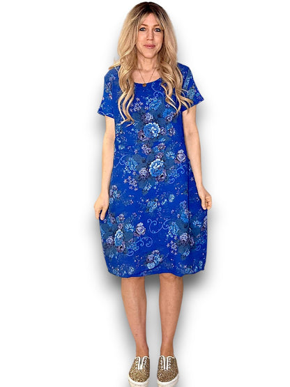 Cobalt Twirl Rose Jungle Dress