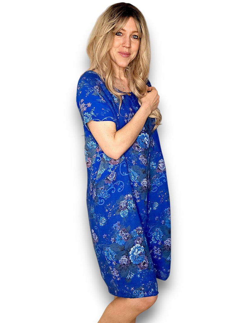 Cobalt Twirl Rose Jungle Dress