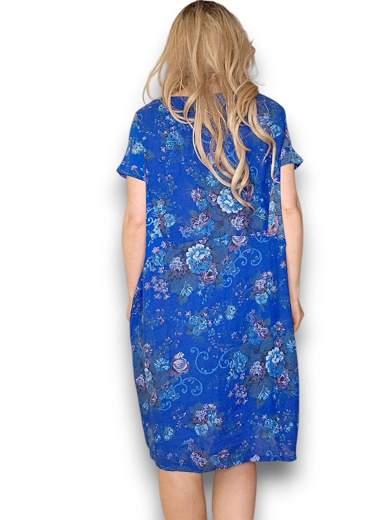 Cobalt Twirl Rose Jungle Dress