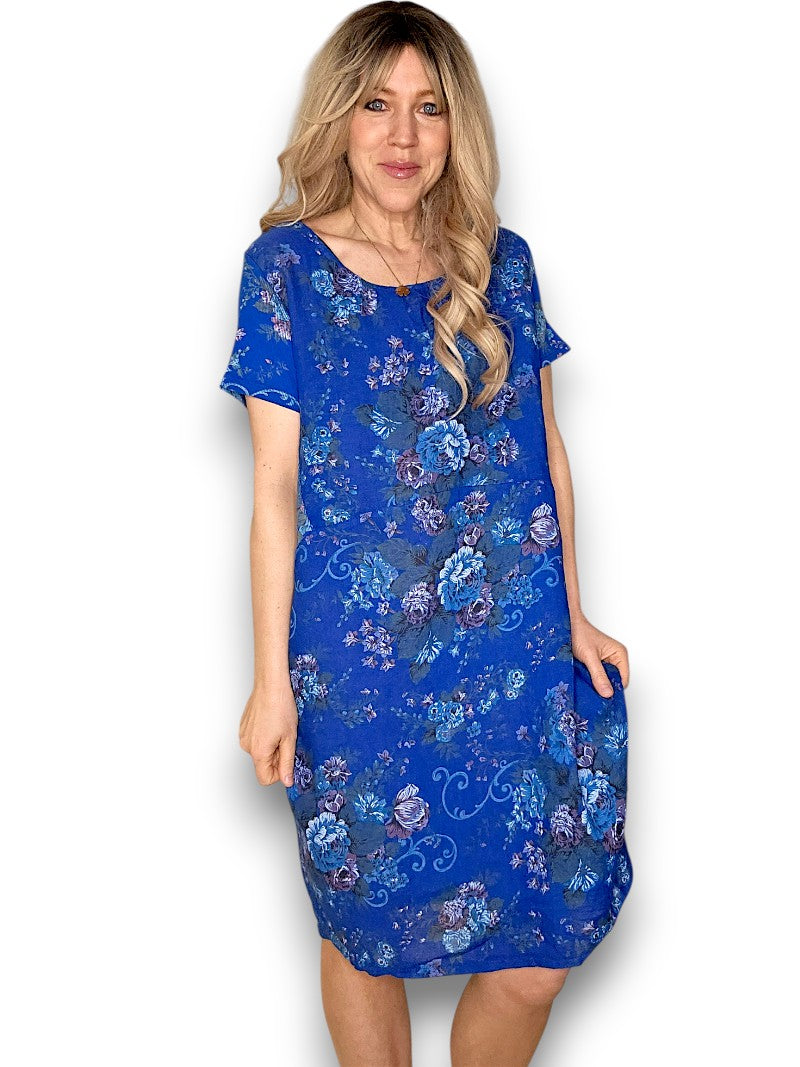 Cobalt Twirl Rose Jungle Dress