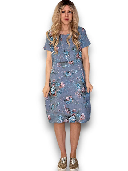Petrol Twirl Rose Jungle Dress