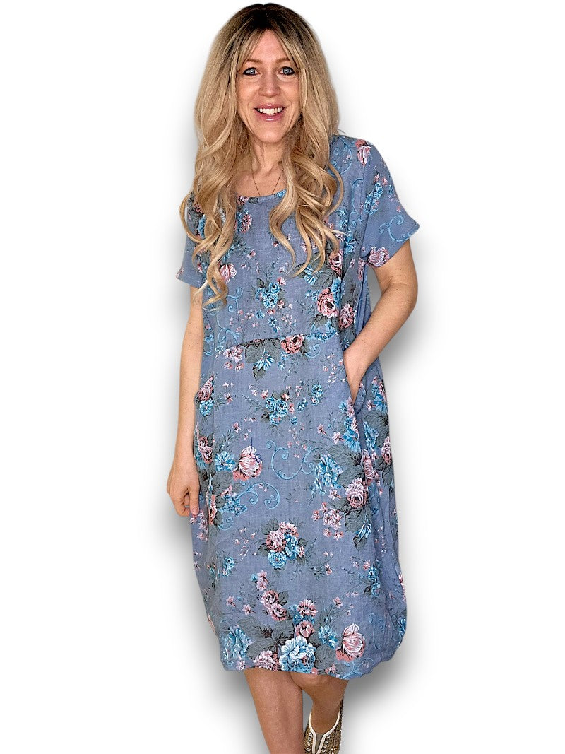 Petrol Twirl Rose Jungle Dress