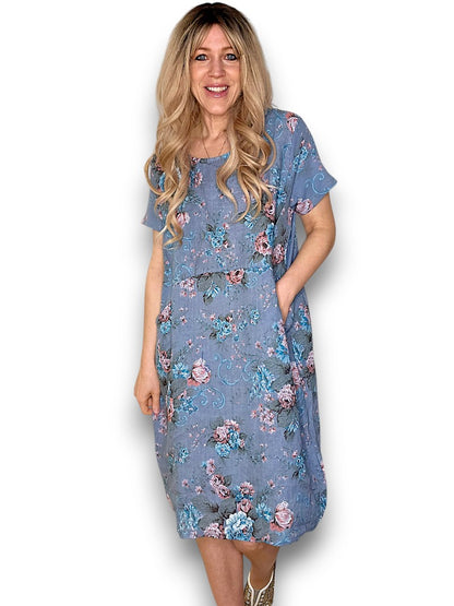 Petrol Twirl Rose Jungle Dress