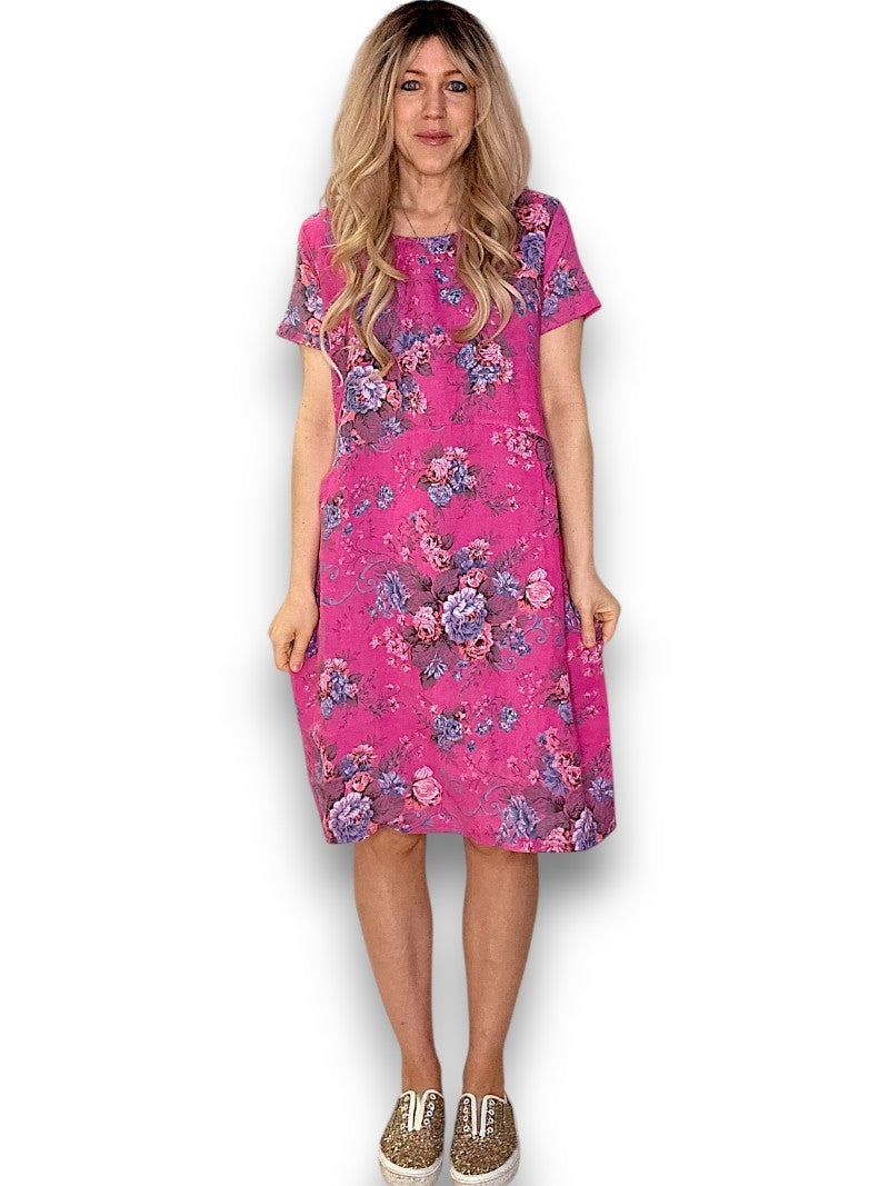 Hot Pink Twirl Rose Jungle Dress