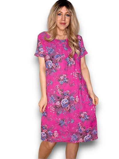Hot Pink Twirl Rose Jungle Dress