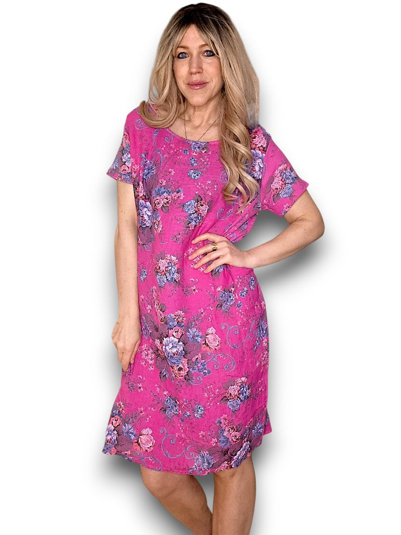 Hot Pink Twirl Rose Jungle Dress