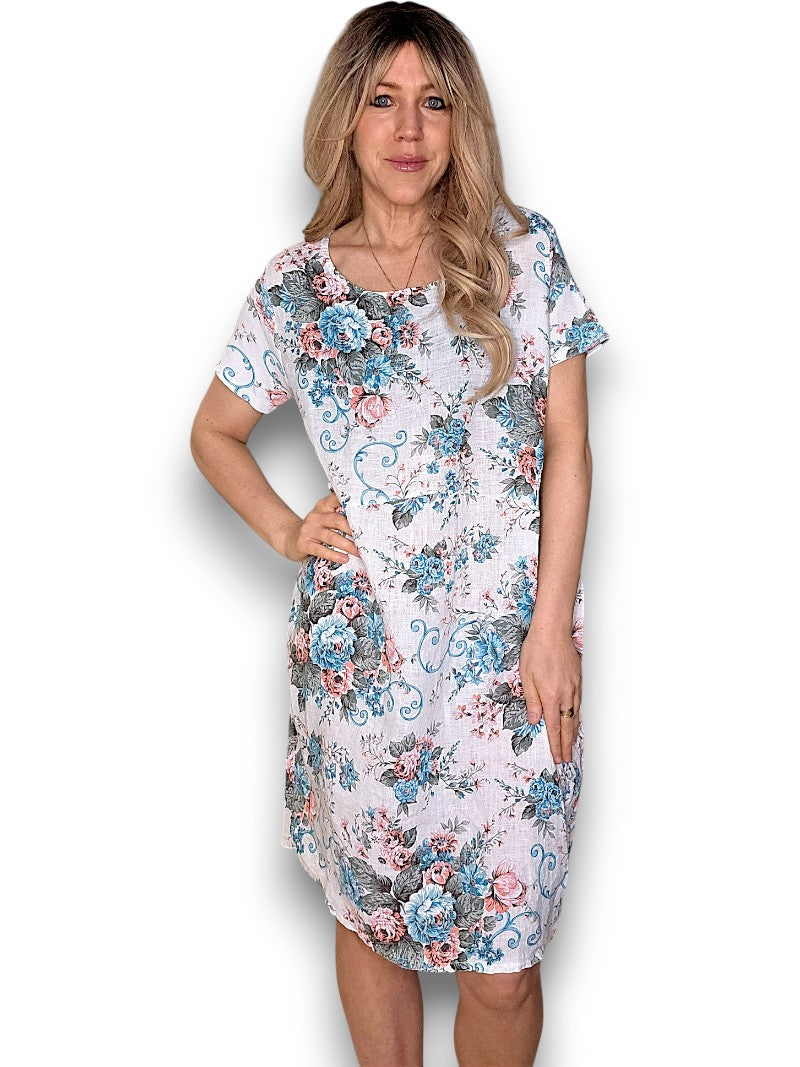 White Twirl Rose Jungle Dress