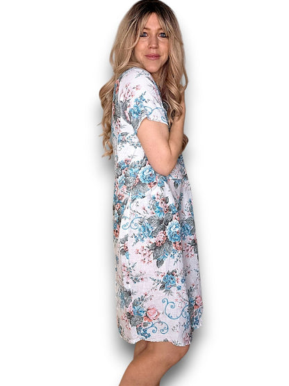 White Twirl Rose Jungle Dress