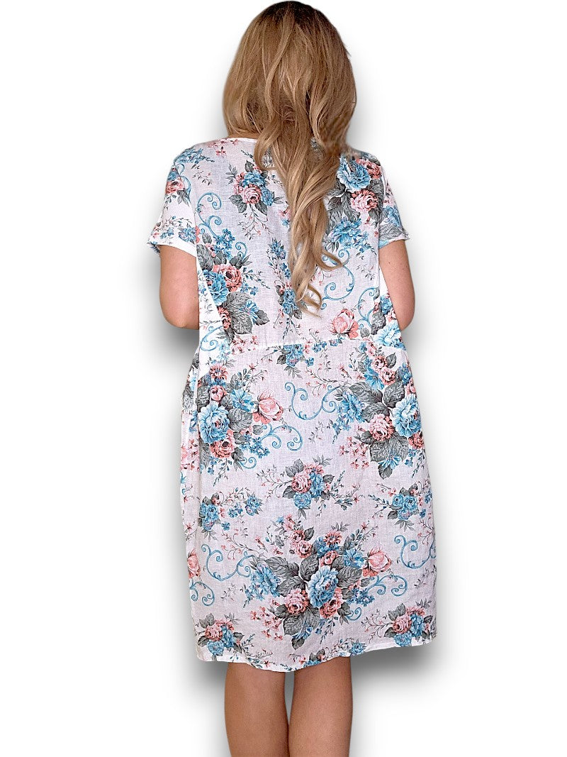 White Twirl Rose Jungle Dress