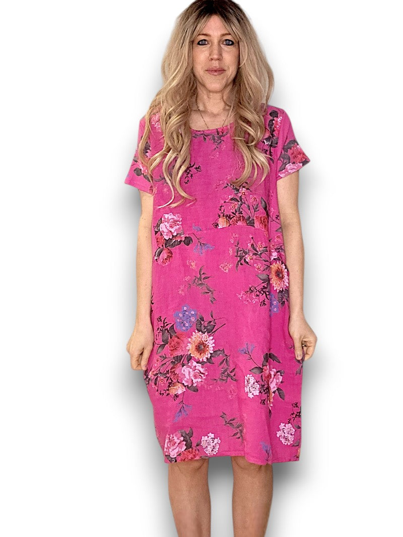 Hot Pink Bouquet Jungle Dress