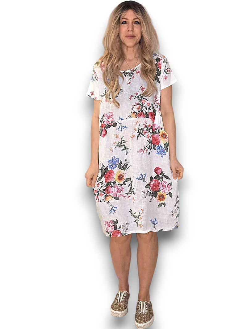 White Bouquet Jungle Dress
