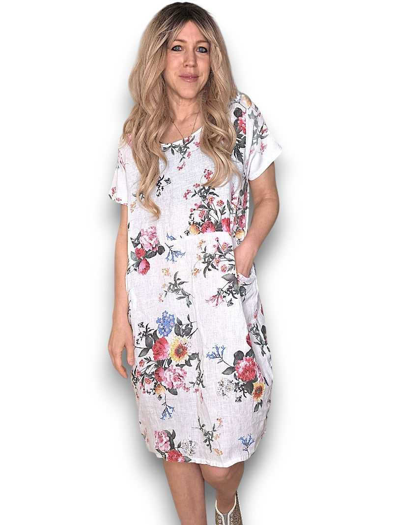 White Bouquet Jungle Dress