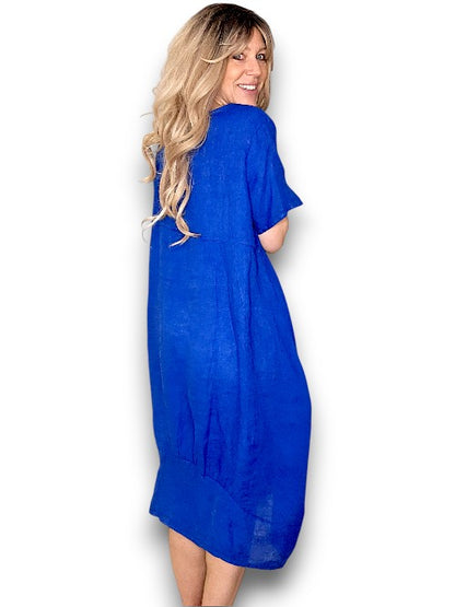 Cobalt Plain Mid Sleeve Maxi Dress