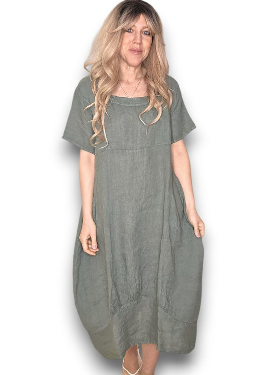 Forest Plain Mid Sleeve Maxi Dress