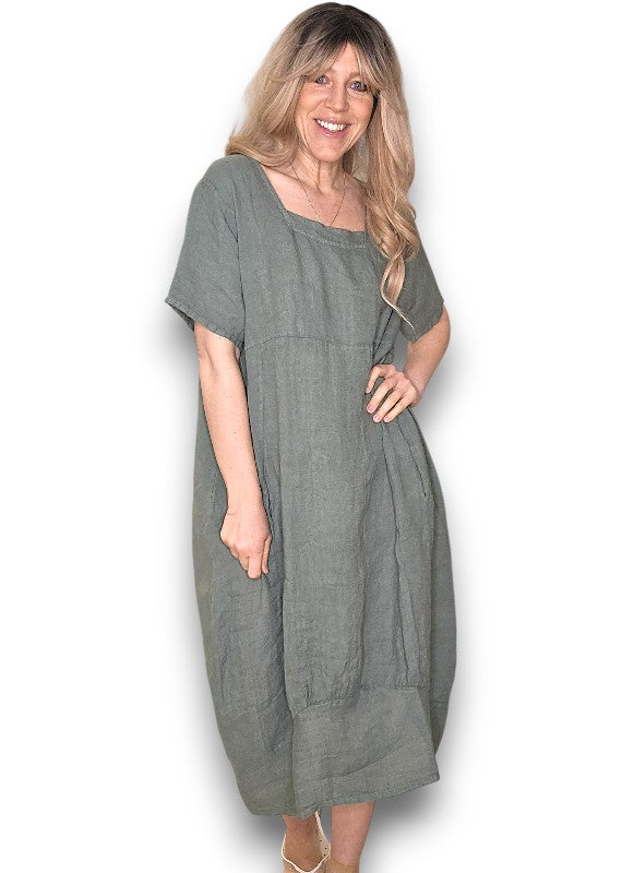 Forest Plain Mid Sleeve Maxi Dress