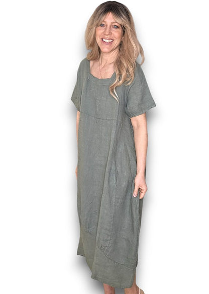 Forest Plain Mid Sleeve Maxi Dress
