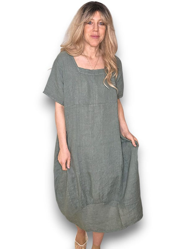Forest Plain Mid Sleeve Maxi Dress