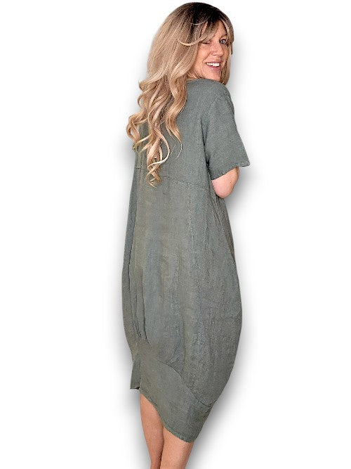 Forest Plain Mid Sleeve Maxi Dress