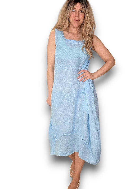 Baby Blue Plain Maxi Tank Dress