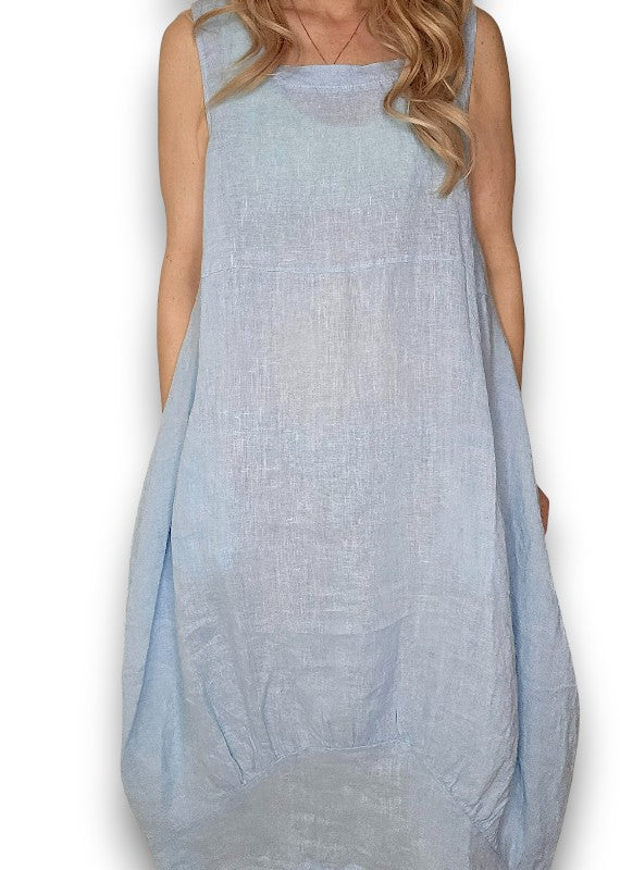 Baby Blue Plain Maxi Tank Dress
