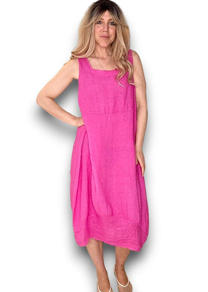 Light Hot Pink Plain Maxi Tank Dress