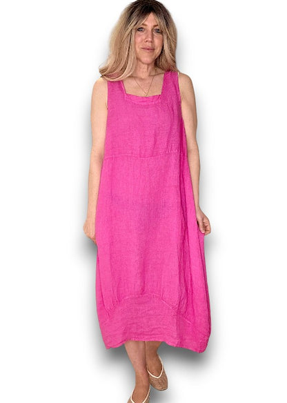 Light Hot Pink Plain Maxi Tank Dress