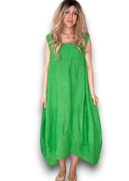 Bright Green Plain Maxi Tank Dress
