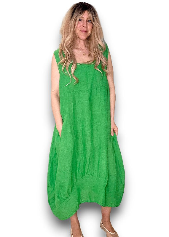 Bright Green Plain Maxi Tank Dress