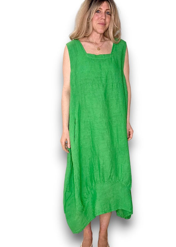 Bright Green Plain Maxi Tank Dress