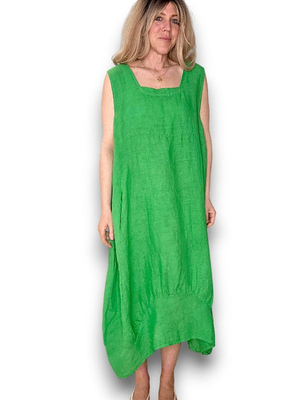 Bright Green Plain Maxi Tank Dress