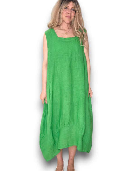 Bright Green Plain Maxi Tank Dress