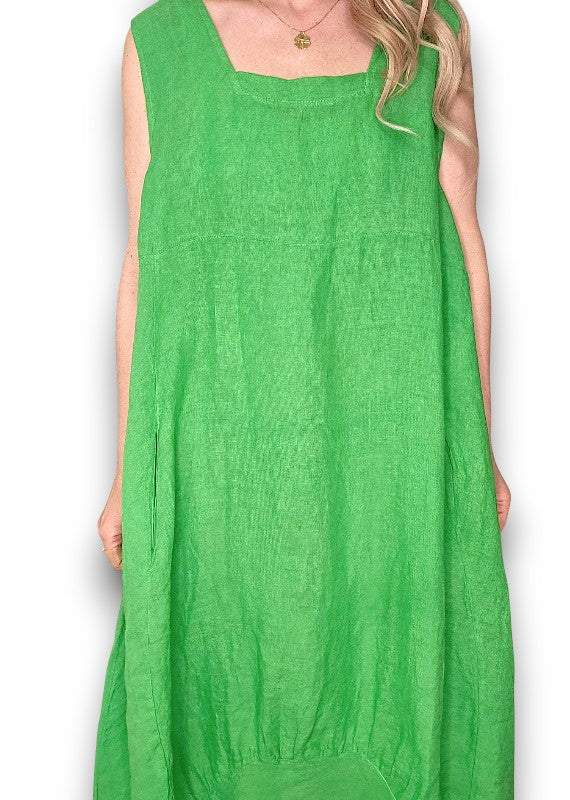 Bright Green Plain Maxi Tank Dress