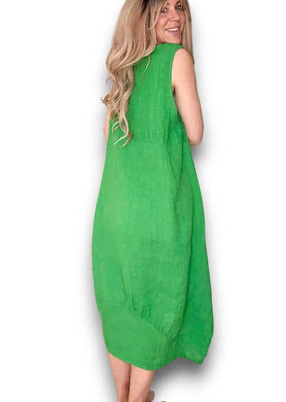 Bright Green Plain Maxi Tank Dress