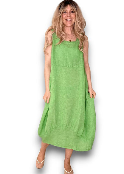 Light Green Plain Maxi Tank Dress