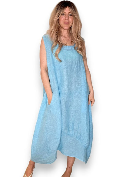 Light Turquoise Plain Maxi Tank Dress