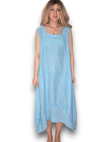 Light Turquoise Plain Maxi Tank Dress