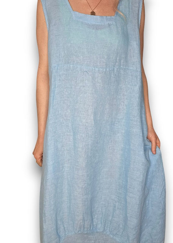Light Turquoise Plain Maxi Tank Dress