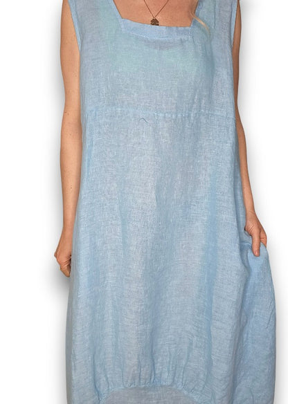 Light Turquoise Plain Maxi Tank Dress