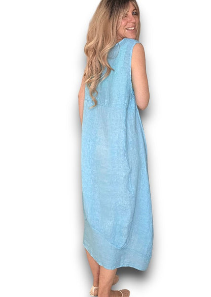 Light Turquoise Plain Maxi Tank Dress